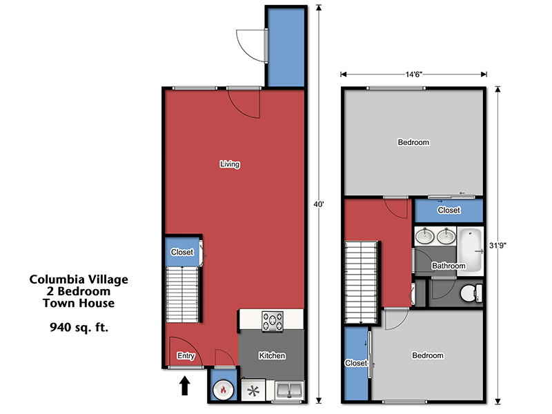 Columbia Two Bedroom Townhouse